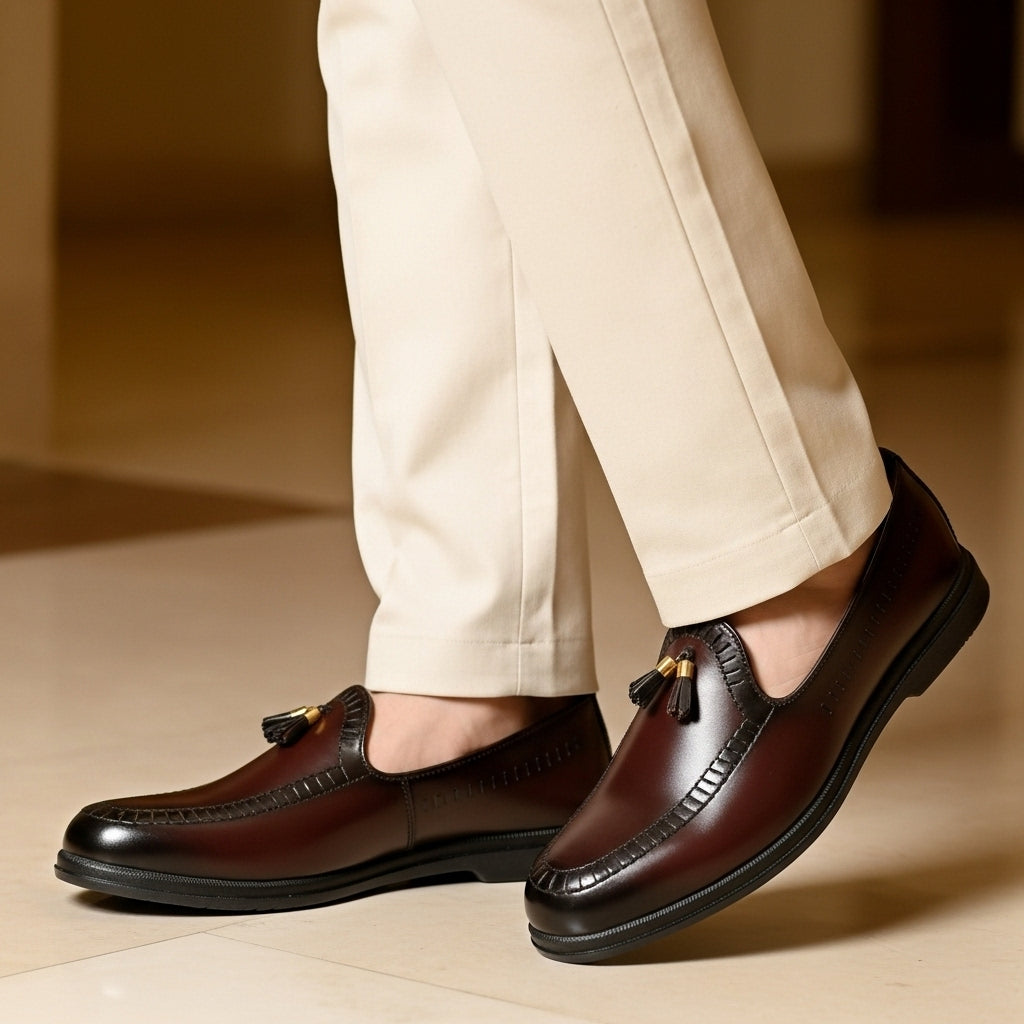 Pure Hand Made Medicated Leather Loafer With Comfortable Rubber Sole | Non Slip Italian Loafer