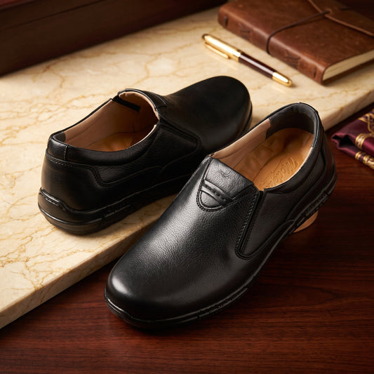 Premium Black Leather Slip-On Formal Shoes for Men
