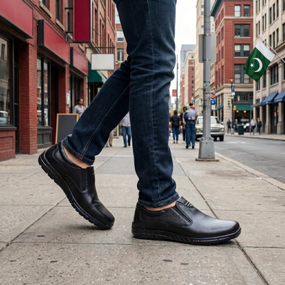 Premium Black Leather Slip-On Formal Shoes for Men